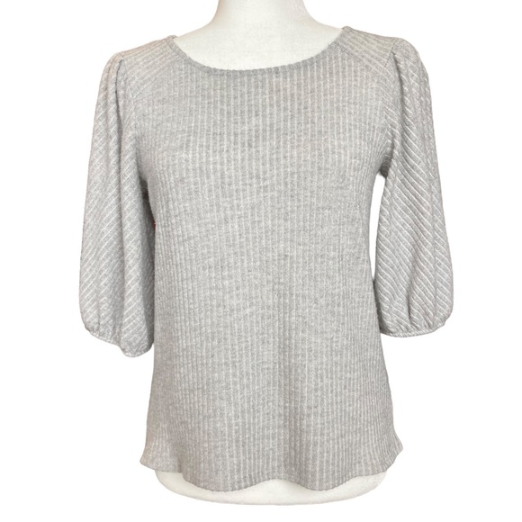 Anthropologie Tops - Anthropologie W5 Women’s puff sleeve ribbed gray top, Sz S